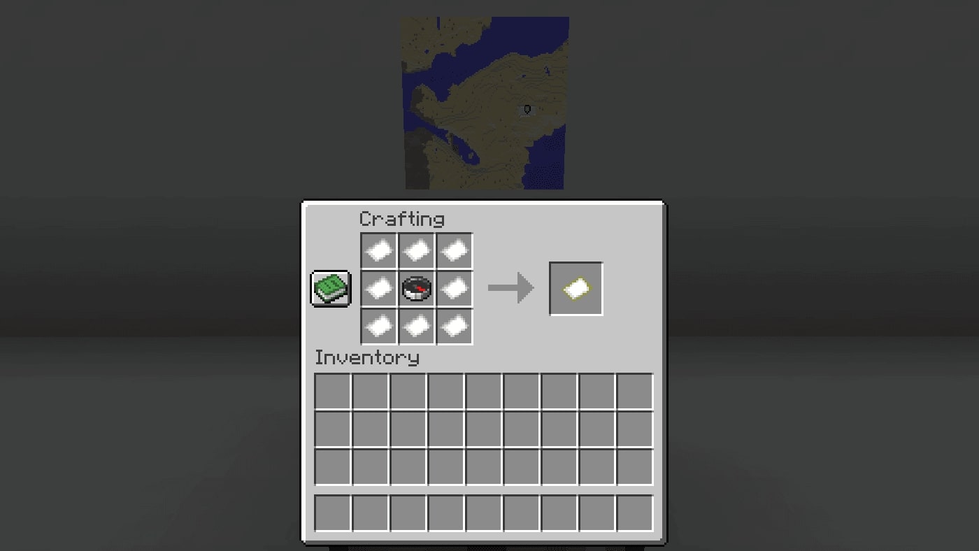 Das Minecraft Kartenrezept auf einer Werkbank