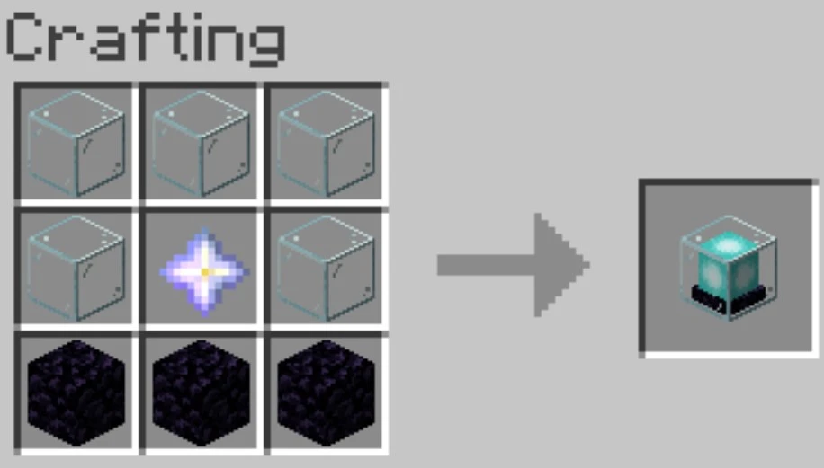 Das Leuchtfeuer-Herstellungsrezept in Minecraft